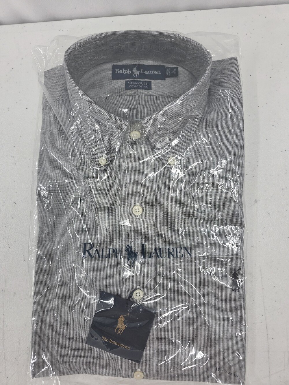 NWT Vintage Ralph Lauren Yarmouth Micro Houndstooth Men's Size 15-32/33 Oxford.